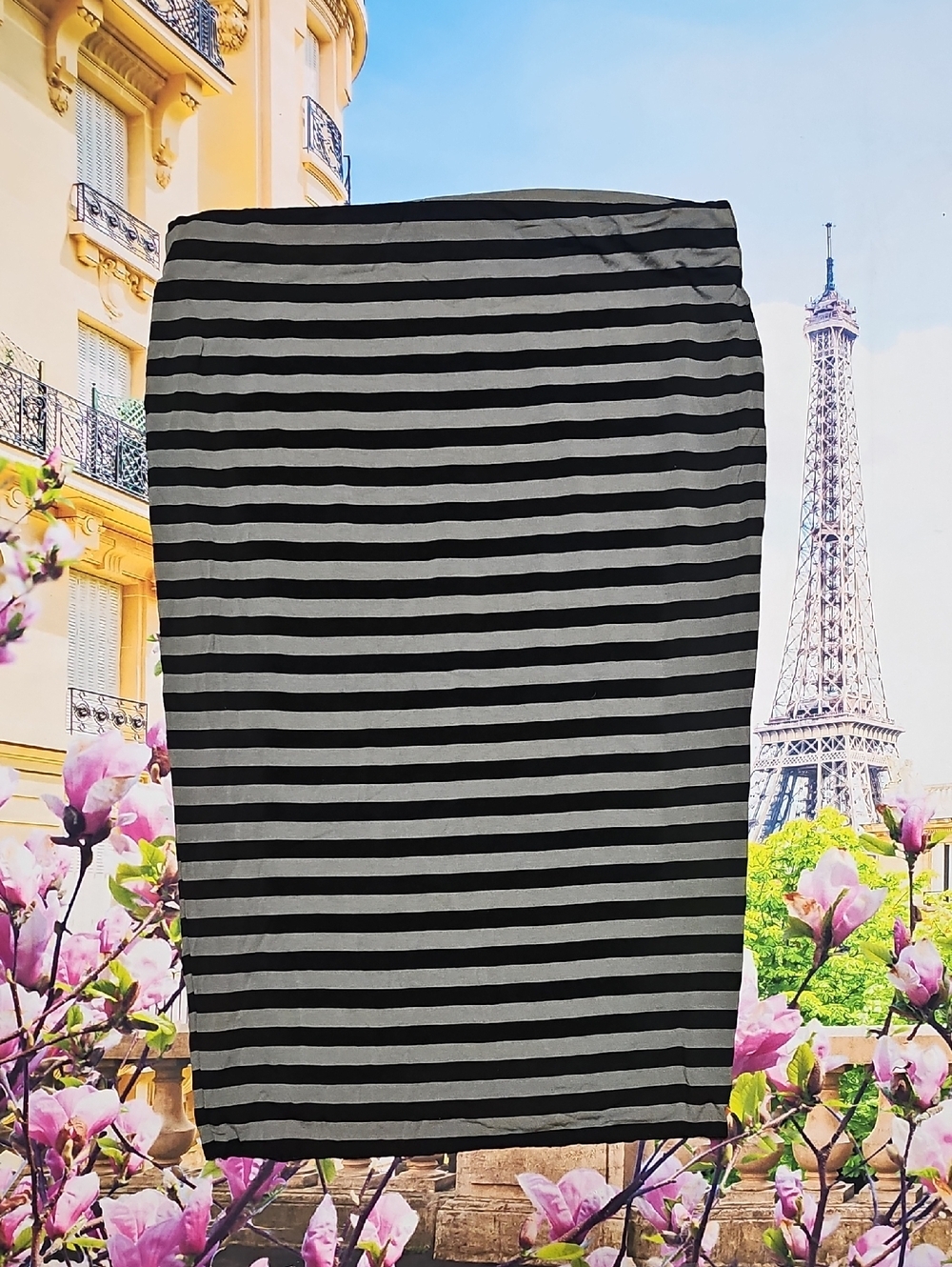 Vince Camuto Black and Gray Stretchy Striped Pencil Skirt New Size Small - Picture 2 of 5